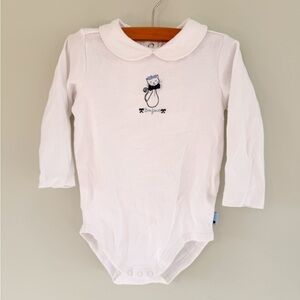 Gymboree White Long Sleeve Bodysuit with Cat Embroidery